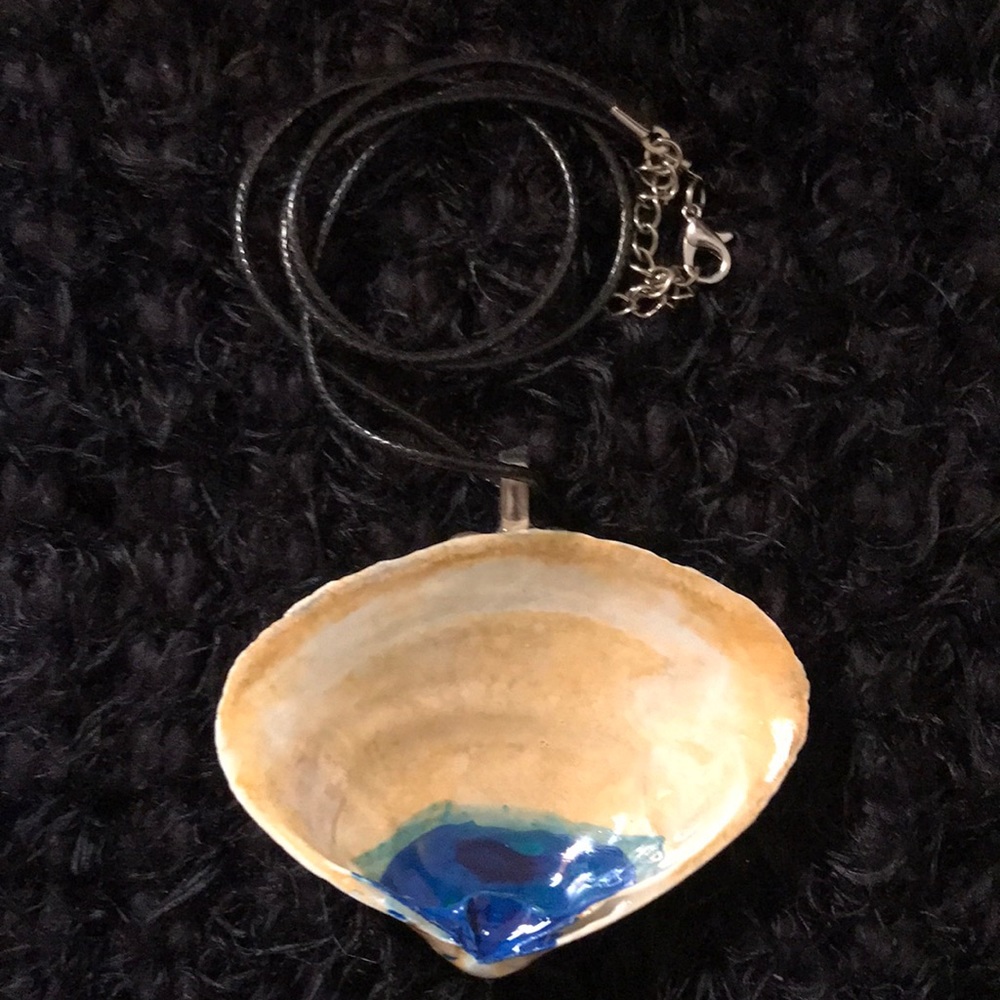 Seashell Hand Painted One of a Kind Unique Rare Exclusive Necklace